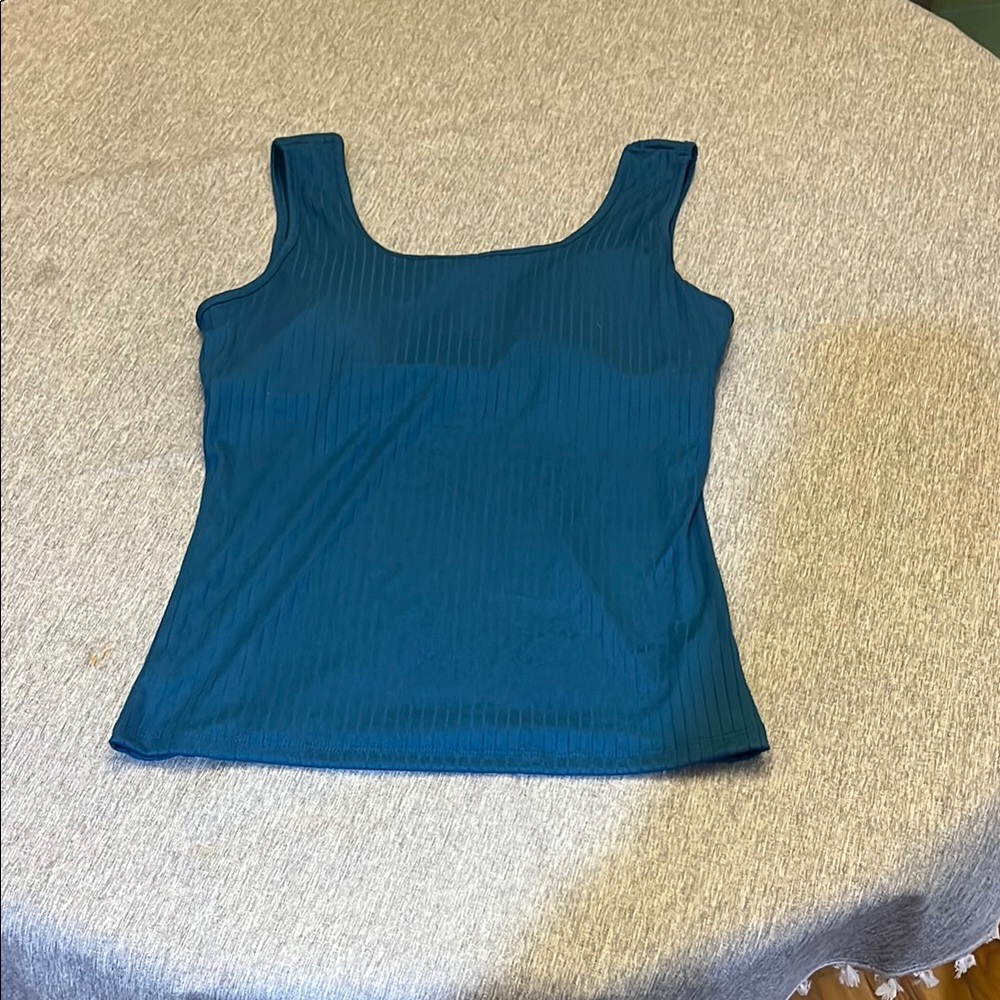 White Birch Fitted Blue Tank Top